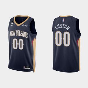 New Orleans Pelicans #00 Custom Icon Edition Navy 2022-23 Jersey