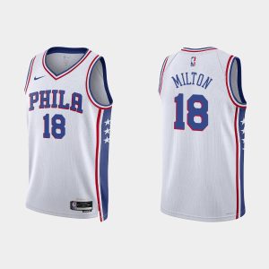 Philadelphia 76ers Shake Milton #18 2022-23 Association Edition White Jersey Swingman