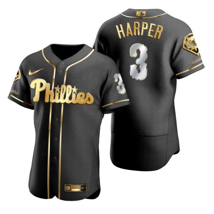 Philadelphia Phillies Bryce Harper Black Golden Edition Jersey