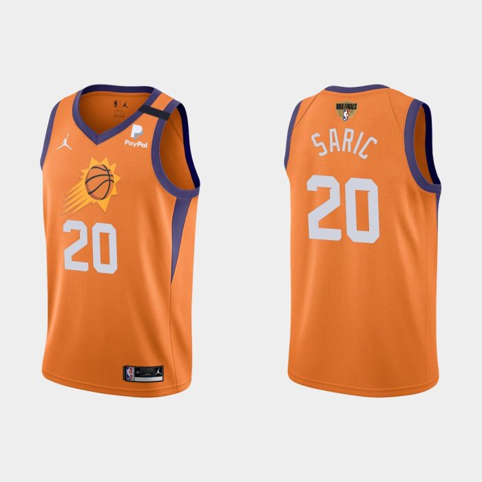 Phoenix Suns 2021 NBA Finals #20 Dario Saric Orange Swingman Jersey Statement