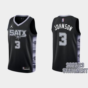 San Antonio Spurs Keldon Johnson #3 Black 2022-23 Statement Edition Jersey