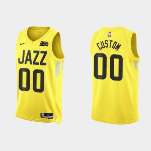 Utah Jazz #00 Custom 2022-23 Icon Edition Yellow Jersey