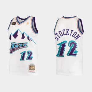 Utah Jazz #12 John Stockton 1998 Finals Hardwood Classics White Jersey