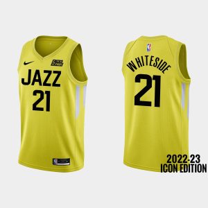 Utah Jazz #21 Hassan Whiteside 2022-23 Icon Edition Yellow Jersey