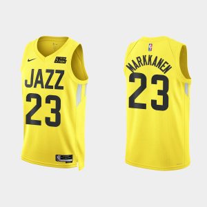 Utah Jazz #23 Lauri Markkanen Icon Edition Yellow 2022-23 Jersey
