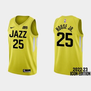 Utah Jazz #25 Danuel House Jr. 2022-23 Icon Edition Yellow Jersey