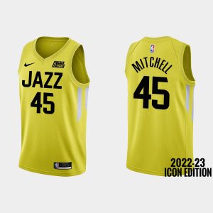 Utah Jazz #45 Donovan Mitchell 2022-23 Icon Edition Yellow Jersey