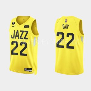 Utah Jazz #8 Rudy Gay 2022-23 Icon Edition Yellow Jersey