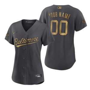 Women Baltimore Orioles Custom Charcoal 2022 Mlb All-Star Game Replica Jersey