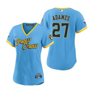Women Milwaukee Brewers Willy Adames Powder Blue 2022 City Connect Replica Jersey