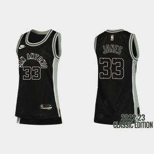 Women San Antonio Spurs Tre Jones #33 2022-23 Classic Edition Black Jersey