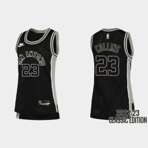 Women San Antonio Spurs Zach Collins #23 2022-23 Classic Edition Black Jersey