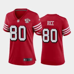 Women San Francisco 49ers Jerry Rice 75th Anniversary Jersey - Scarlet
