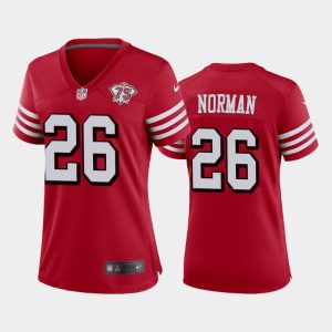Women San Francisco 49ers Josh Norman 75th Anniversary Game Jersey - Scarlet