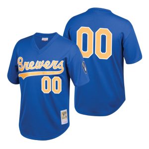 Youth Custom Milwaukee Brewers Royal Cooperstown Collection Mesh Batting Practice Jersey