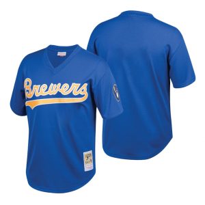 Youth Milwaukee Brewers Royal Cooperstown Collection Mesh Batting Practice Jersey