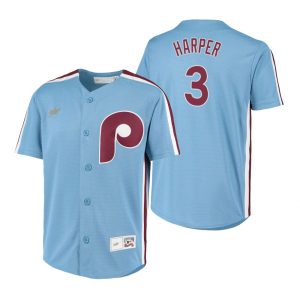 Youth Philadelphia Phillies Bryce Harper Light Blue Cooperstown Collection Road Jersey