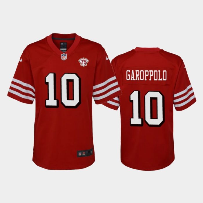 Youth San Francisco 49ers Jimmy Garoppolo 75th Anniversary Jersey - Scarlet