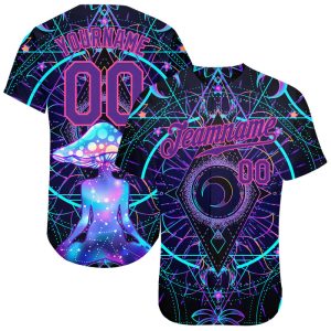 Custom 3D Pattern Design Magic Mushrooms Over Sacred Geometry Psychedelic Hallucination Personalized Baseball Jersey