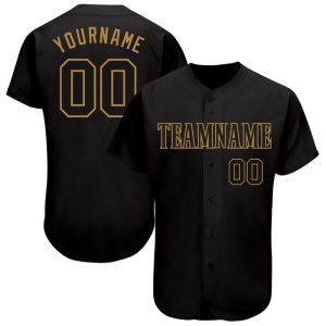Custom Black Black-Old Gold Personalized Baseball Jersey