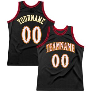 Custom Black White-Red Throwback Personalized Basketball Jersey