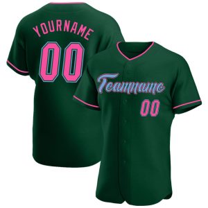 Custom Green Pink-Light Blue Personalized Baseball Jersey