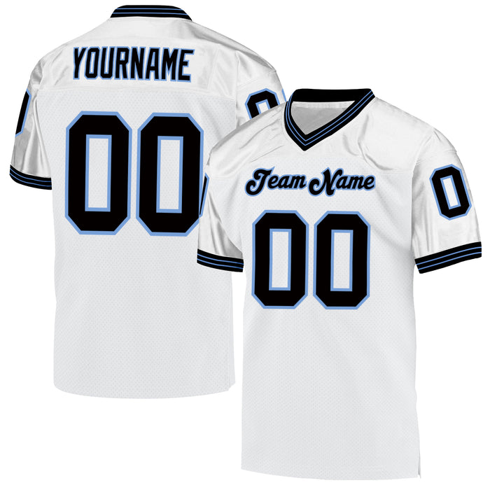 Custom White Light Blue-Royal Mesh Authentic Football Jersey Discount