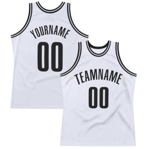 Custom White Black Throwback Personalized Basketball Jersey