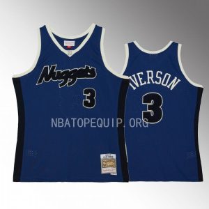 Allen Iverson Denver Nuggets #3 Off Court Chenille Jersey Blue Hardwood Classics 2006-07 Men