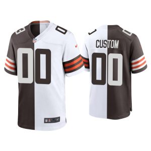 Custom Cleveland Browns Brown White Split Game Jersey