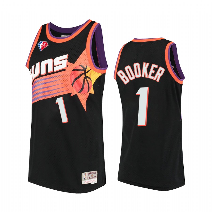 Devin Booker Phoenix Suns 75th Anniversary Logo Black 1 Jersey Throwback Let The Colors
