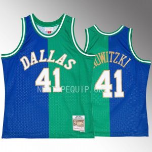 Dirk Nowitzki Dallas Mavericks Blue Green Hardwood Classics 1998-2019 Split Swingman #41 Jersey