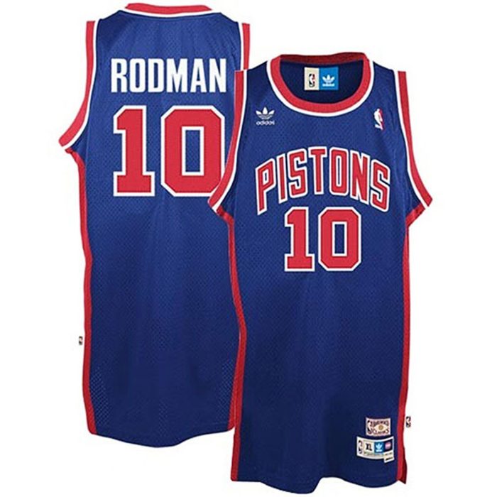 Male Dennis Rodman Detroit Pistons #10 Royal Blue Throwback Swingman Jersey