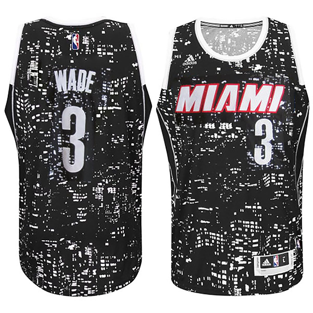 Male Miami Heat #3 Dwyane Wade City Lights Black Swingman Jersey – Let ...