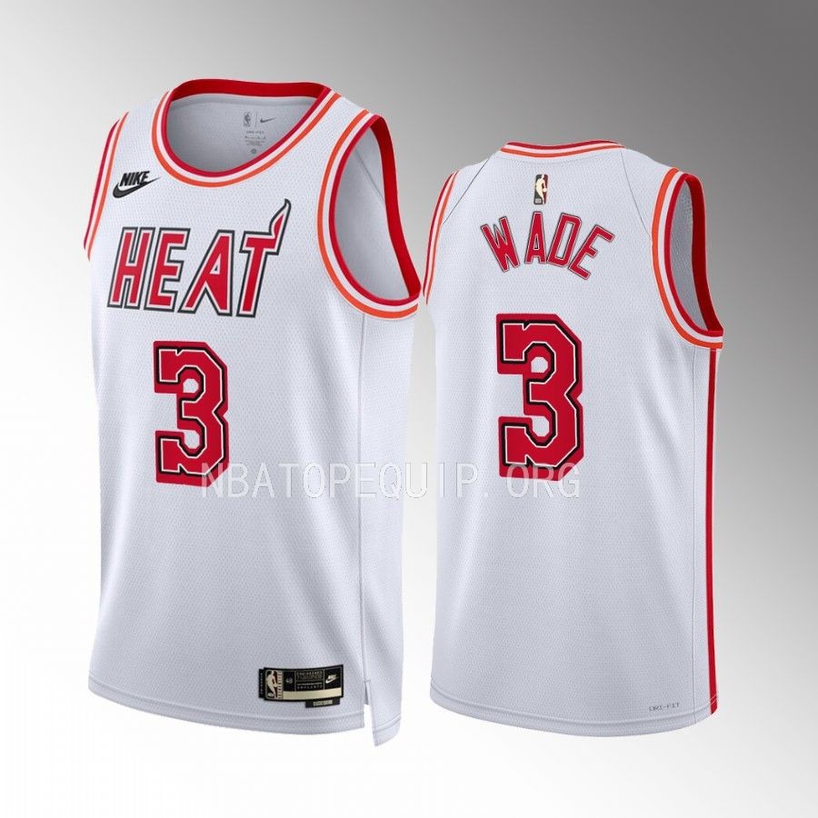 Miami Heat Dwyane Wade 2022-23 Classic Edition White #3 Jersey Swingman ...