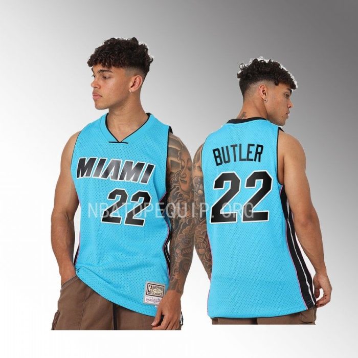 Miami Heat Jimmy Butler Blue Neon Tropical Men Jersey Swingman