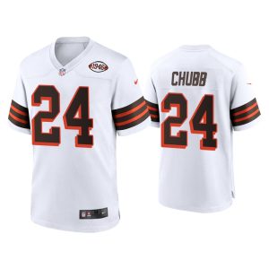 Nick Chubb Cleveland Browns White 1946 Collection Alternate Game Jersey