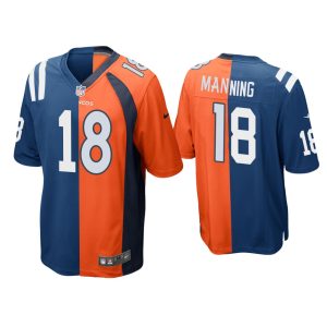 Peyton Manning Indianapolis Colts Royal Orange Split Game Jersey