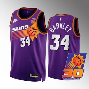 Phoenix Suns 30th Anniversary Charles Barkley Purple #34 Jersey Classic Edition