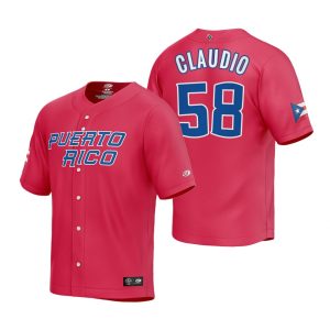 Puerto Rico Baseball Alex Claudio Red 2023 World Baseball Classic Jersey