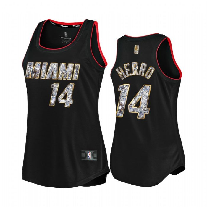 Tyler Herro Miami Heat #14 Black NBA 75th Diamond Badge Women Jersey Replica