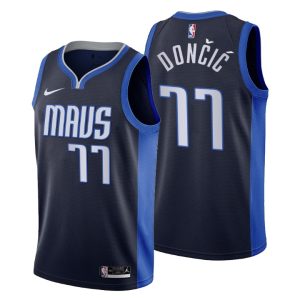 2020-21 Dallas Mavericks No.77 Luka Doncic Earned Edition Jersey Navy
