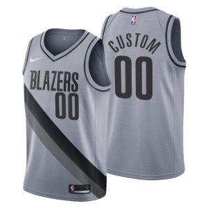 2020-21 Portland Trail Blazers No.00 Custom Earned Edition Jersey Gray
