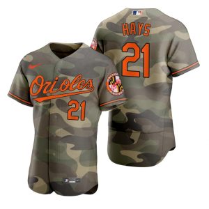 Baltimore Orioles Austin Hays Camo 2021 Armed Forces Day Jersey