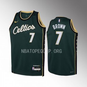 Boston Celtics Jaylen Brown City Edition Green Youth Jersey Swingman #7