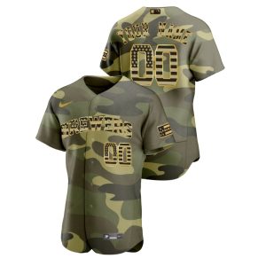 Custom Jersey Milwaukee Brewers Armed Forces Day 2022 Camo