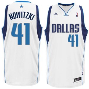 Dallas Mavericks #41 Dirk Nowitzki Revolution 30 Swingman Home White Jersey