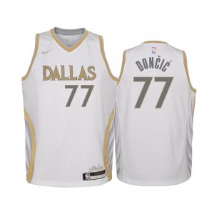 Dallas Mavericks Luka Doncic 2020-21 City Edition White Youth Jersey - Swingman