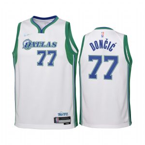 Dallas Mavericks Luka Doncic City Edition White Youth Jersey NBA 75th Season #77