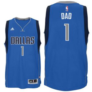 Father Day Gift-Dallas Mavericks #1 Dad Logo Blue Road Swingman Jersey